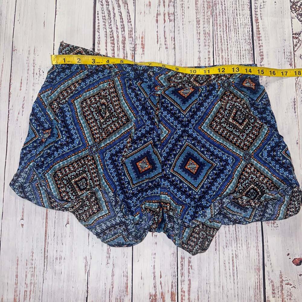 North Shore Blue Granola Girl Geometric Tribal Aztec Print Mini Shorts-S/M - Picture 2 of 5
